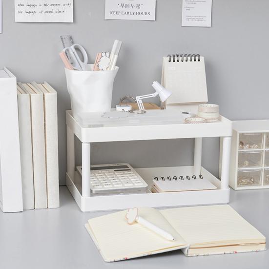 Полка для хранения, многофункциональный двухслойный пластиковый настольный органайзер для косметики и всякой всячины для дома