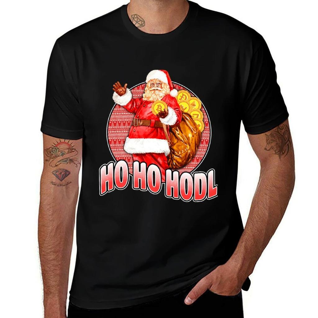 Ho Ho Hodl Crypto Santa Ugly Christmas Cryptomas Festive Tshirt Daily Wear Plain Short Sleeve Shirt