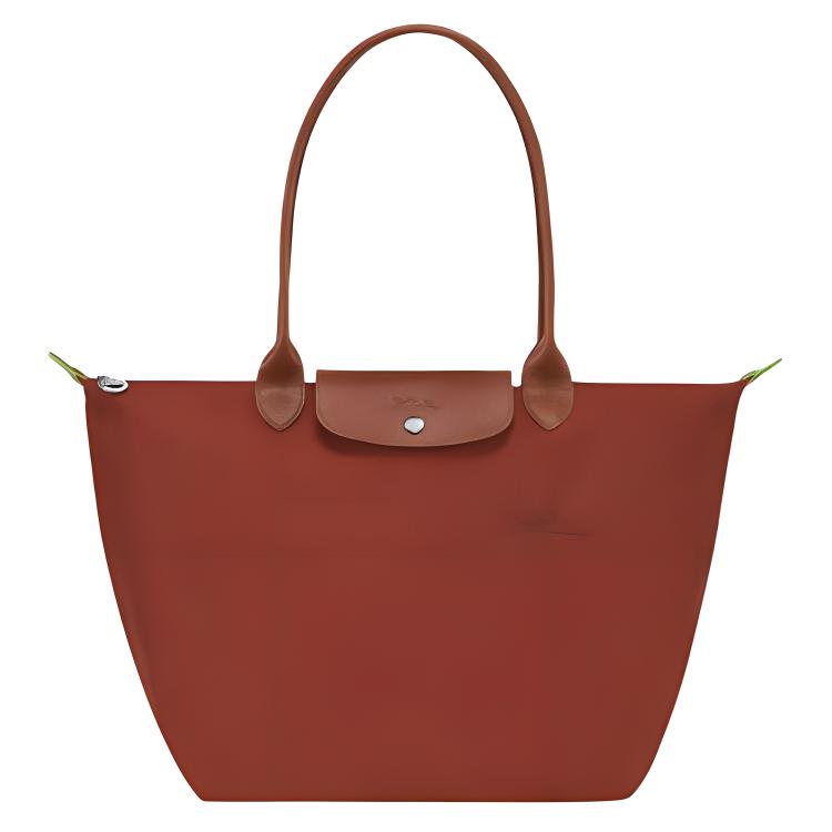 Longchamp Серия Le Pliage Серебристая металлическая молния Застежка-кнопка Холст из переработанного полиамида С кожаной сумкой-пельмешкой Сумка-тоут Сумка через плечо 1899919404