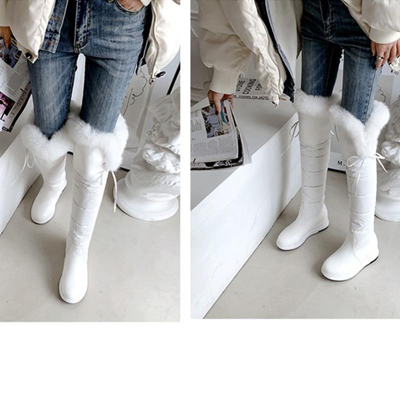 Женские зимние сапоги, удобные водонепроницаемые сапоги на плоской подошве большого размера, теплые плюшевые сапоги до колена