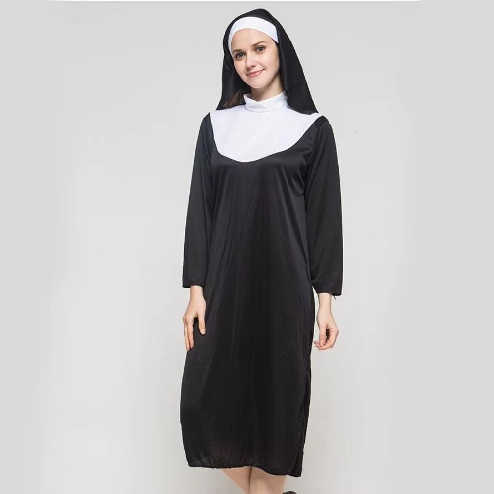 Black Father's Clothing Adult Size Cosplay Costume Gothic Style Nun Costume  Cosplay Events
