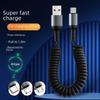 6A CarPlay Spring Retractable 6A Data Cable for Super-Fast Charging, Compatible with Huawei and Apple 14 Devices.