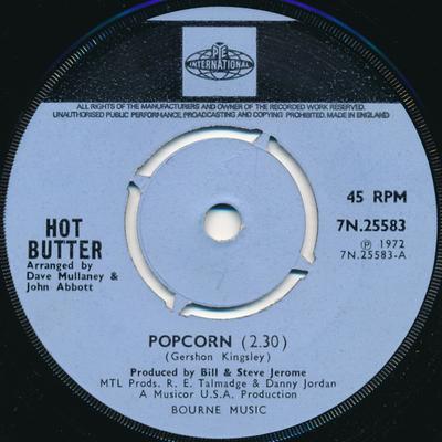7-дюймовая пластинка HOT BUTTER - Popcorn 7N25583 Pye Internation 1972 UK Поп Б/У