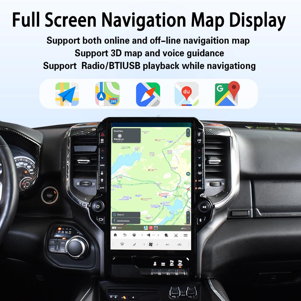 Для Dodge Ram 1500 2019-2024 Автомагнитола Обновление Tesla Сенсорный Экран Android14 Android Auto Carplay GPS Стерео Навигационный Плеер