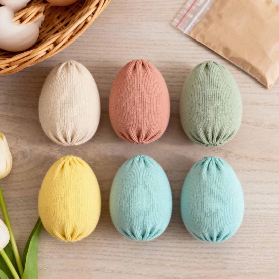 Декоративные пасхальные яйца Ручной работы Пастельные вязаные пасхальные яйца 2,36 дюйма Многоразовые весенние украшения для DIY корзин Украшения Настольное украшение