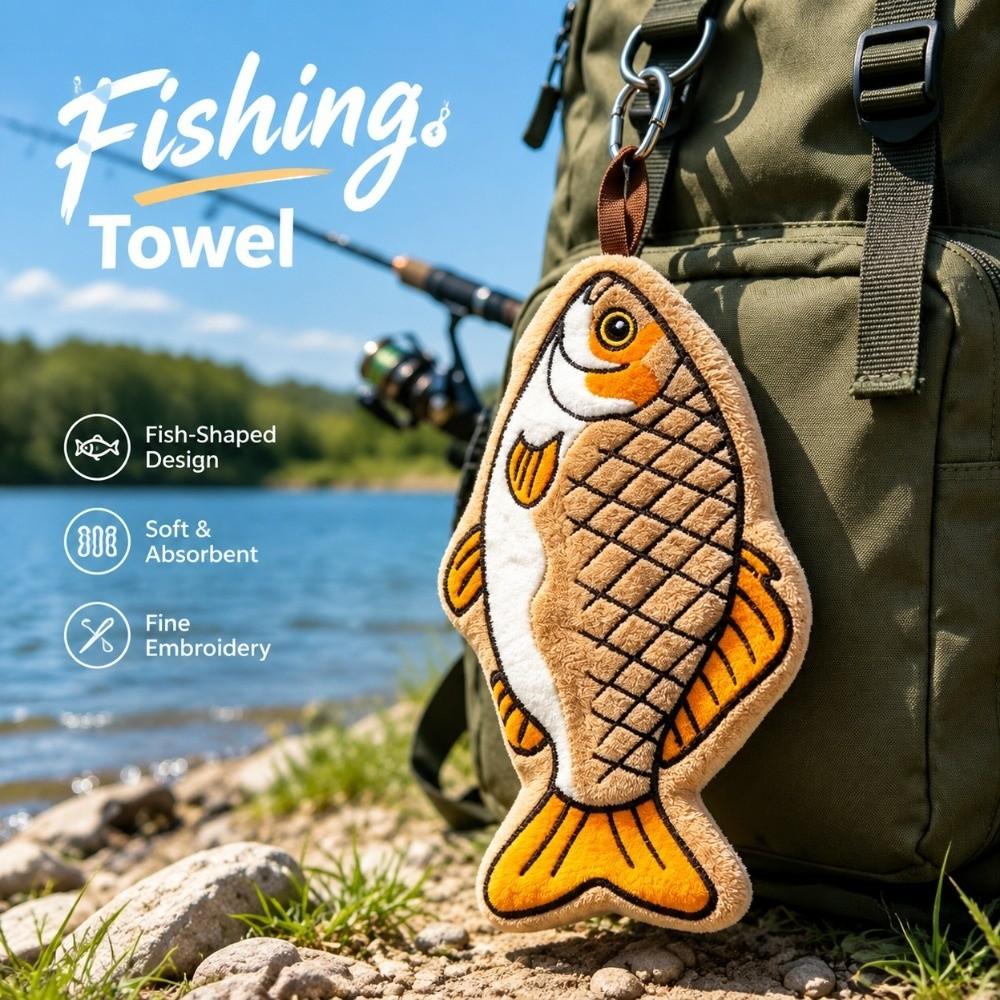Hanging Lure Fishing Wipe Cloth Thickened Fish Shaped Towel Fishing Hand Towel Outdoor,Kitchen Etc