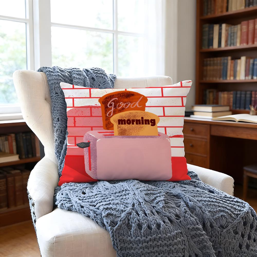CreativeIdea Toast Cushion Cover Anti-Dust Mite Short Plush Pillowcase - Invisible Zipper Silky Soft Sofa Cushion Cover