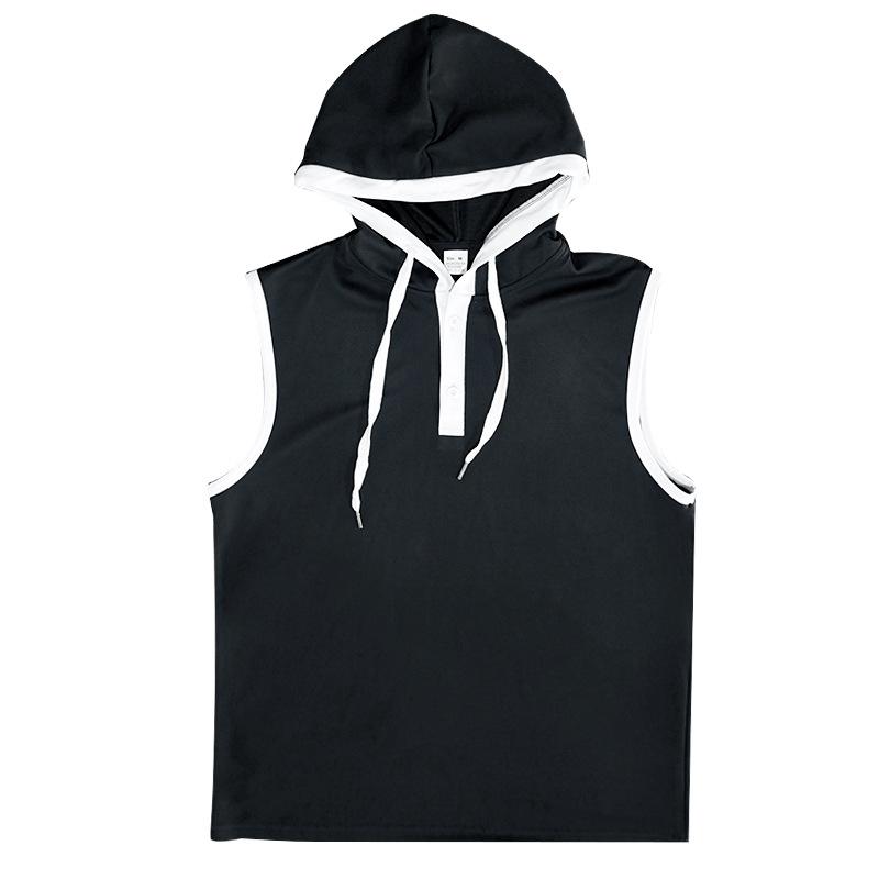 Men Tanks Top Hooded Solid Color Summer Male Sleeveless Sports Top Loose Sleeveless Fitness Vest Party Sweatshirt