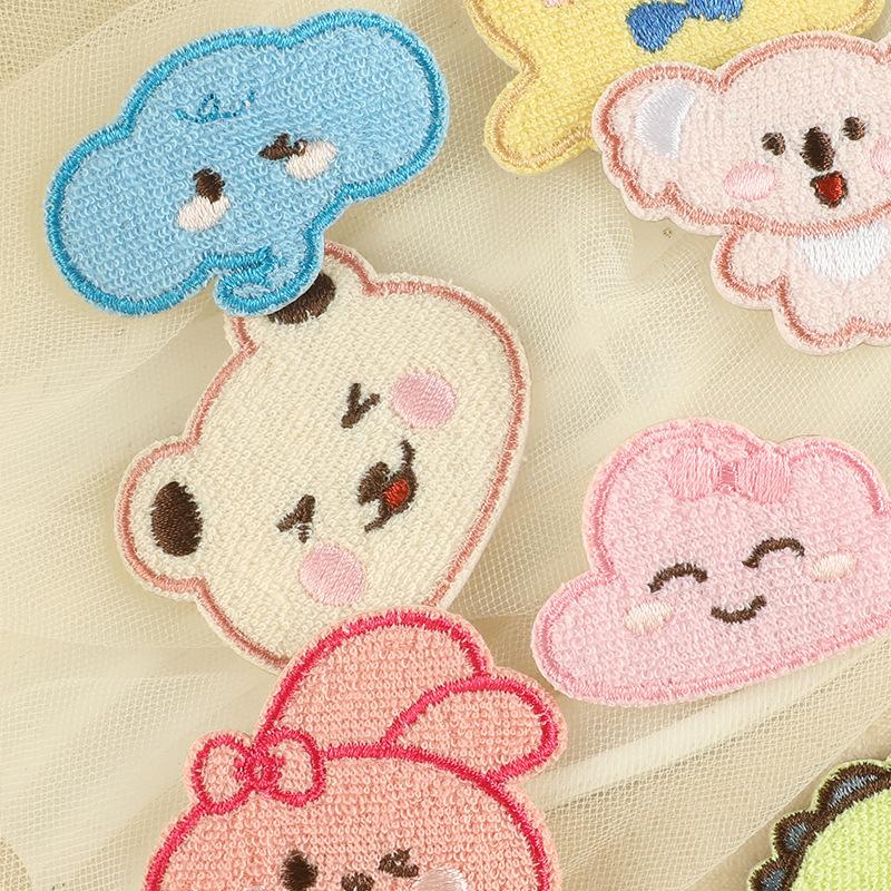 Embroidery Label Embroidery Sticker Cartoon Animal Rabbit Frog Clothing Accessories Self-adhesive Patch Cloth Sticker