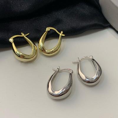 Серьги-иглы из серебра 925 пробы: Простые европейские и американские глянцевые пряжки для ушей для женщин в холодном стиле
