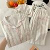 Пижама Mori Flowers Sweet Cloud Cotton, Летняя женская одежда для дома с коротким рукавом, комплект из трех предметов, ветер Японии и Кореи