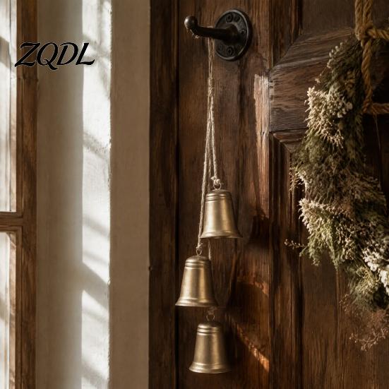 Durable Metal Hanging Bells Vintage Christmas with Jute Rope, Rustic Bell Props for Photography String Wind Chime Ornaments, Xmas Tree Window