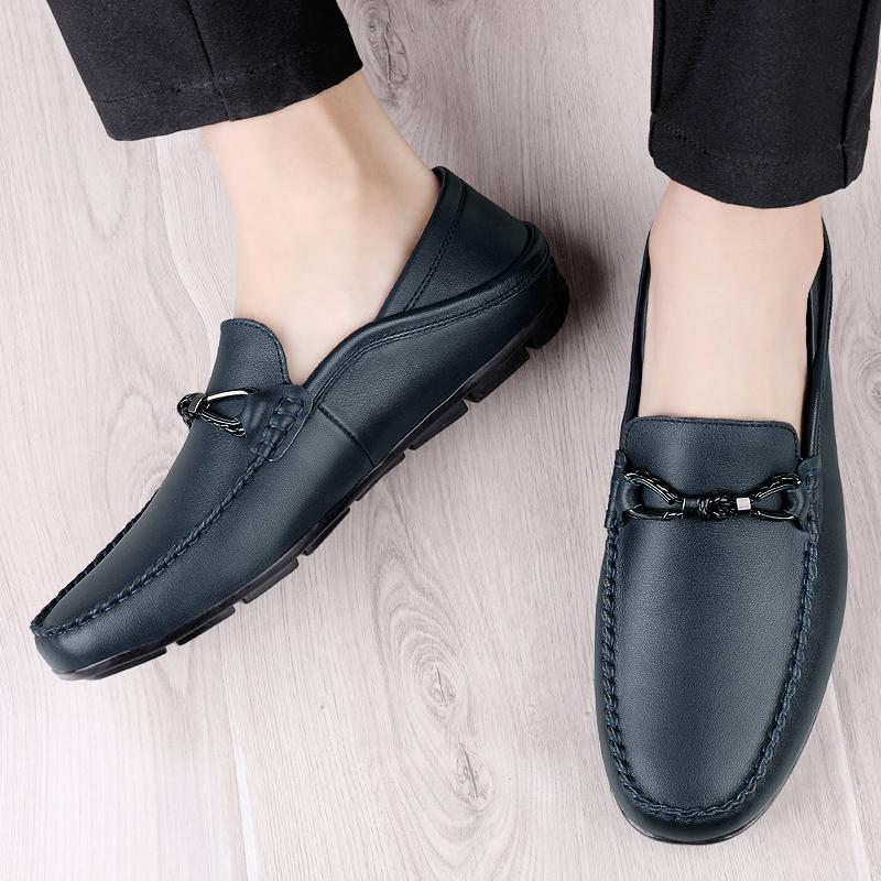 Fashion Mens Shoes Casual Loafers Men Genuine Leather Luxury Brand Mens Slip On Flats Fashion Breathable Driving Shoes High-end Quality