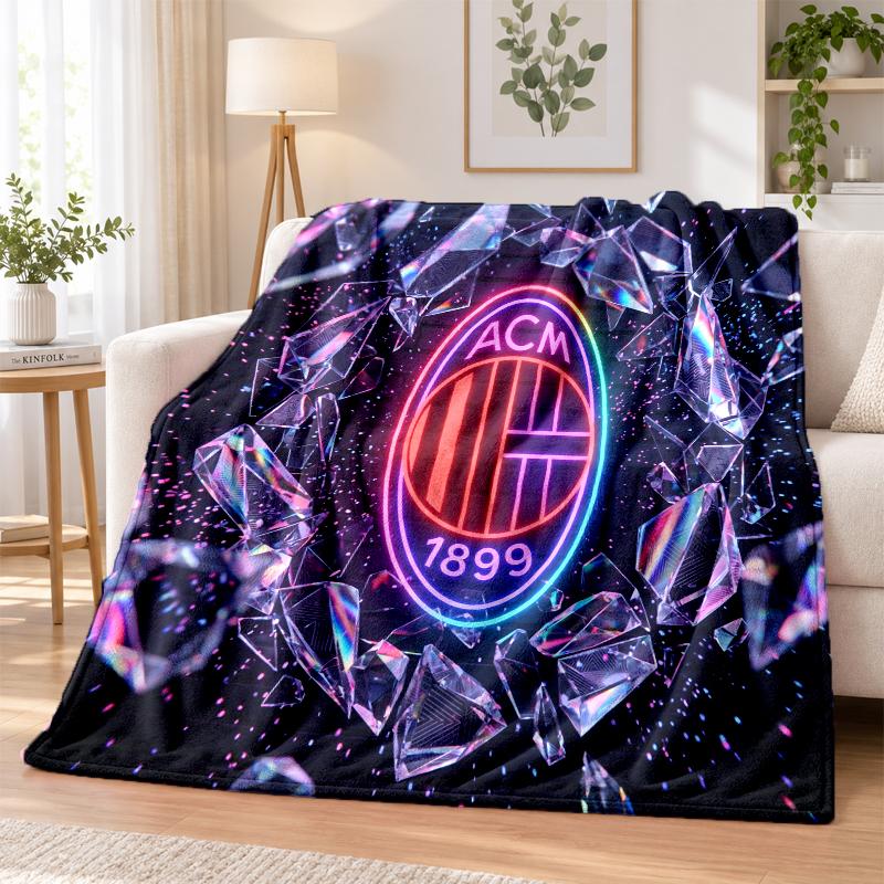 AC Milan Printed Flannel Blanket Warm Comfort Bed Throw For Indoor Home Decoration
