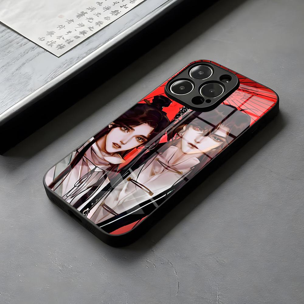 Чехол для телефона Tian Guan Ci Fu Стеклянный Для IPhone 16 15 14 Pro Max 13 12 Mini Светящийся 11 X XS XR 8 Plus Для Samsung S 25 24 23 22