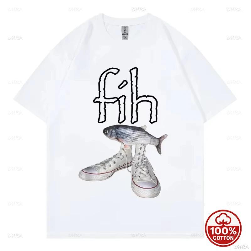 Funny Fish in Shoes TShirt  Weird Humor Graphic Tee Cute Sarcastic Novelty Short Sleeve Top for UnisexWomen