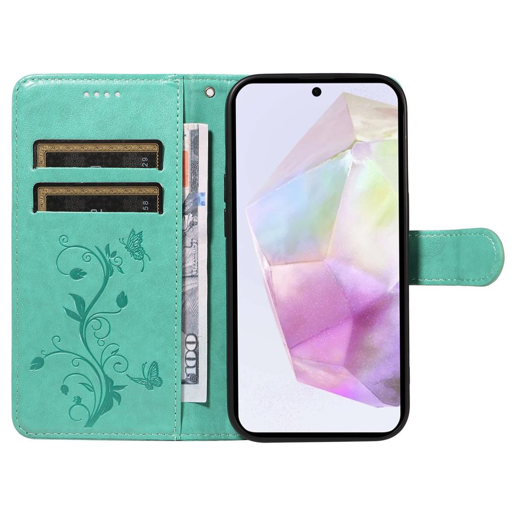For Samsung Galaxy A36 5G PU Leather Cases Flower Pattern Wallet Stand Phone Cover with Strap