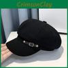 With Beret Retro Solid Color Design And Needle Buckle Decoration For Daily Wear