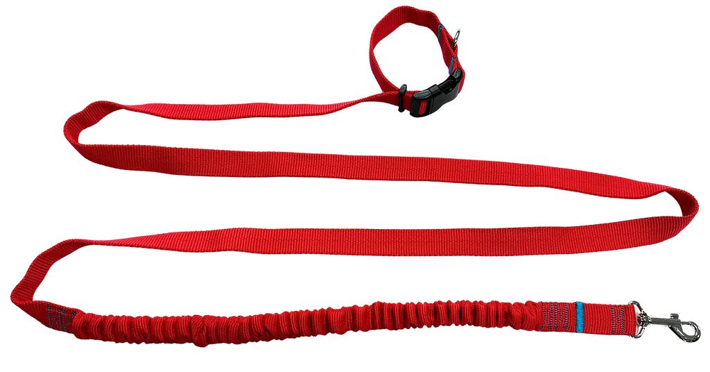 Dog Leash with Shock Absorber 480cm RED Adjustable HandsFree Made in Poland