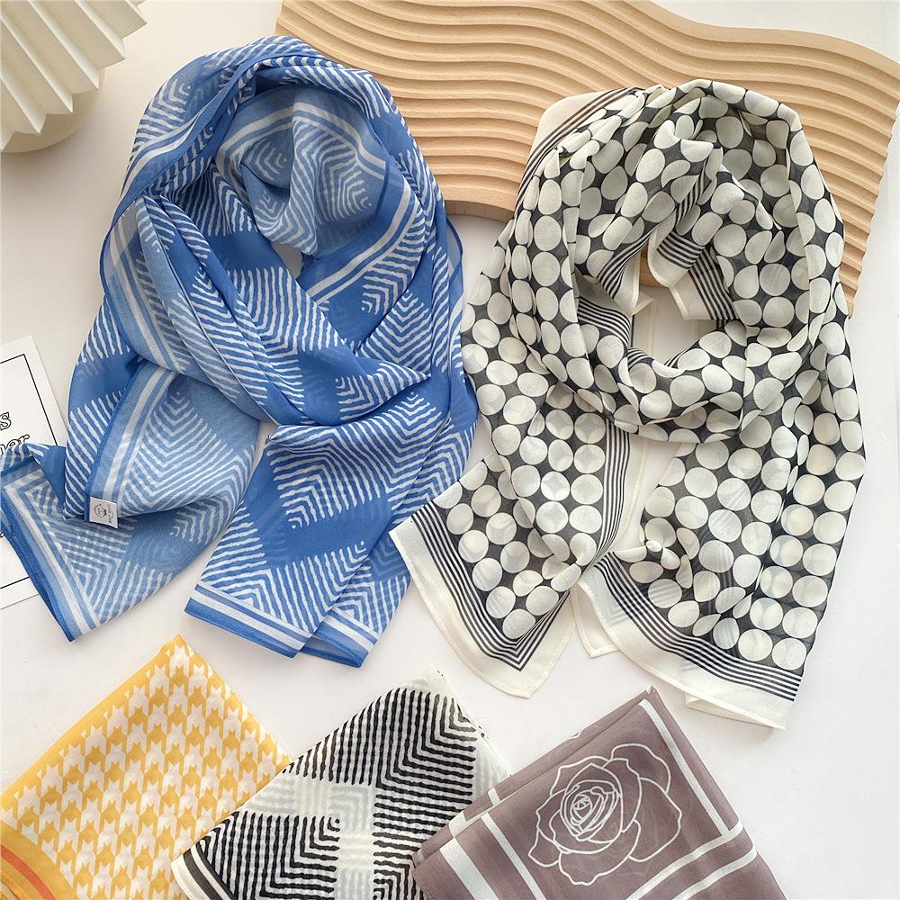 Decorative Simple Texture Silk Scarf Women'S New Style Spring And Autumn Summer Fashion Versatile Headscarf Work Scarf