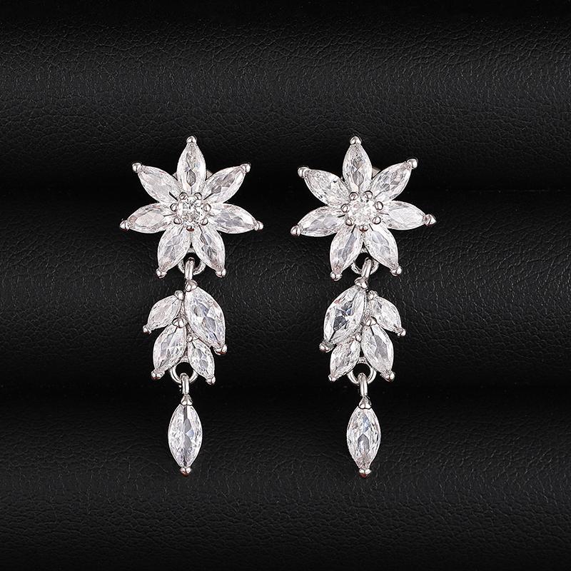 Изысканные серьги-подвески Huitan для помолвки, женские, серебристого цвета, с блестящей циркониевой вставкой, нежные свадебные украшения, подарок