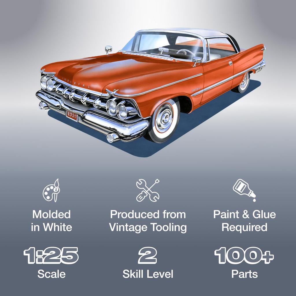 AMT Масштабная модель 1959 Chrysler Imperial Пластиковый набор для сборки AMT1136 1/25 (Формованный цвет)