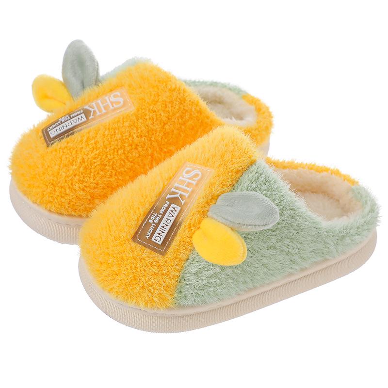 Детские милые мультяшные хлопковые тапочки с флисовой подкладкой, мягкая подошва, утолщенные, для дома, для мальчиков и девочек, маленького и среднего размера.