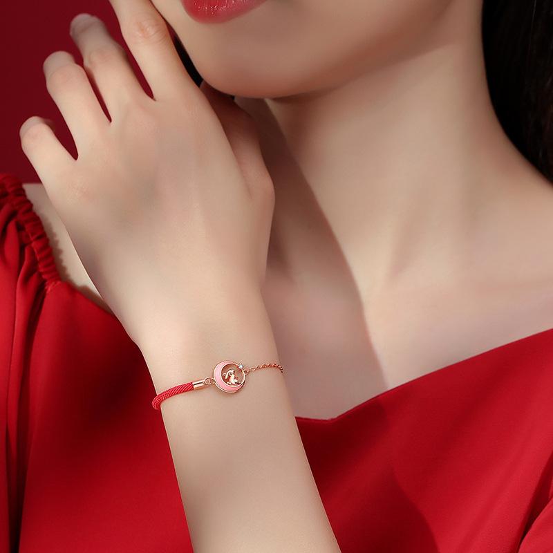 Original Temperature-sensitive Color-changing Moon Rabbit Hand Rope, Female Light Luxury Sweet Cute Rabbit Bracelet New Gift for Girlfriends