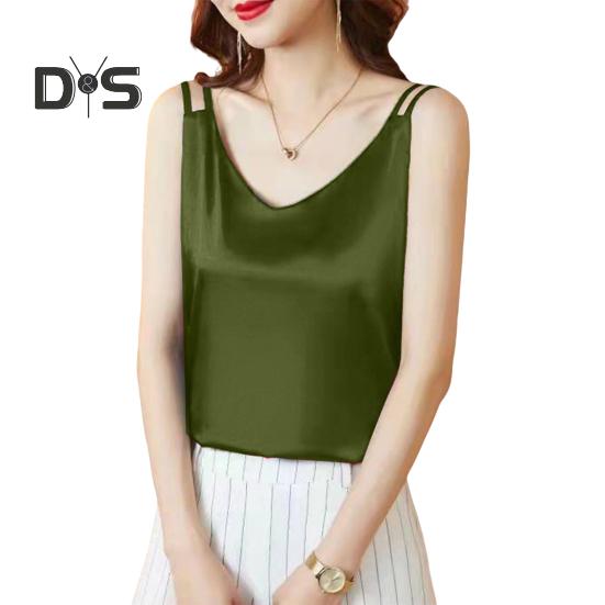 Женский укороченный жилет с V-образным вырезом, без рукавов, гладкий атласный топ из искусственного шелка, укороченный жилет, универсальная повседневная одежда