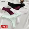 3PCS/Set Women's Cotton Thongs Sexy G-String Panties Low Rise Underwear Female Breathable Soft Lingerie Solid Color Underpants
