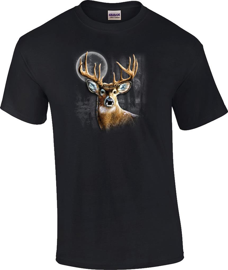 Whitetail Wilderness Deer Hunting Hunter Mountains Moon T-Shirt