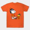 Asian Size Men Black Print T-shirt Denver Broncos - Snoopy &Amp; Woodstock Football Style M005 No-Cut Heat Transfer Print Cotton Tshirt