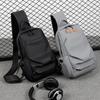 Casual Multifunctional Men's Chest Bag Trendy Cool Male Messenger Bag with Earphone Jack USB Charging Breathable and Comfortable Single Shoulder Bag