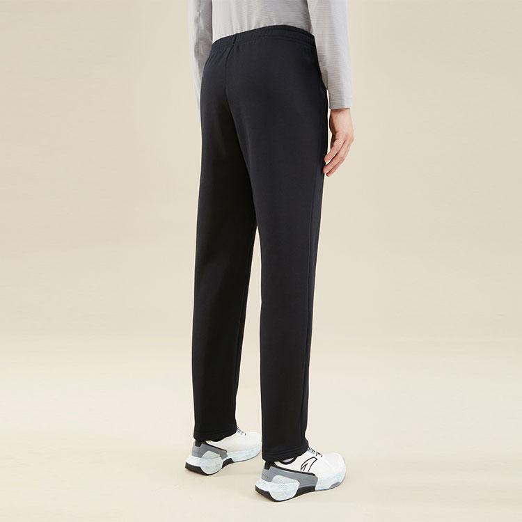 Anta Тренировочные брюки однотонные, средней талии, прямые, флисовые, повседневные, мужские, базовые, черные 152347309-1