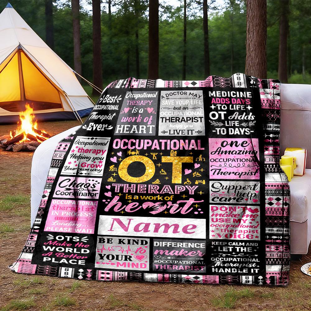 Occupational Therapy Occupational Therapy Work Of Heart Outdoor Customize Your Name Blanket Comfortable Soft Lightweight Allseason Multipurpose