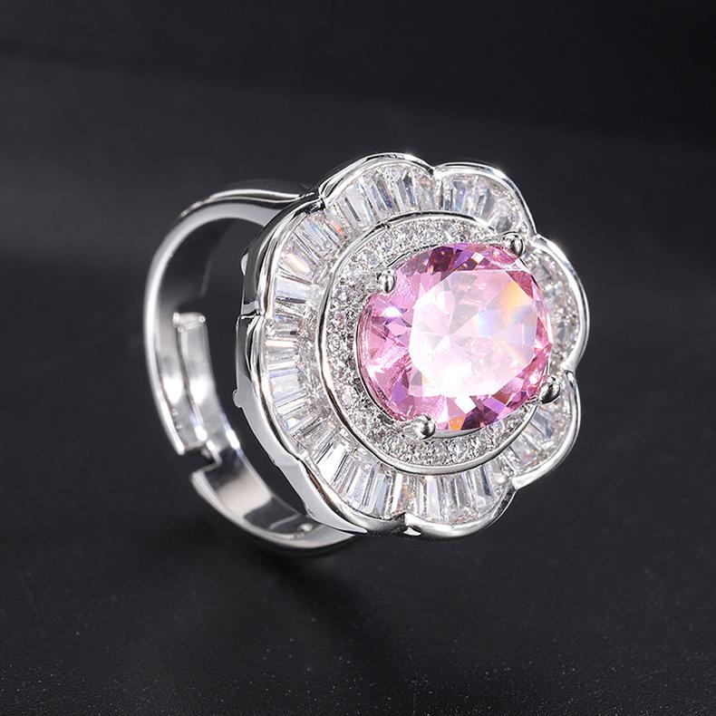 2024 новое кольцо с цветным цирконием, инкрустированное бриллиантами, преувеличенное ювелирное кольцо с цирконием, мода