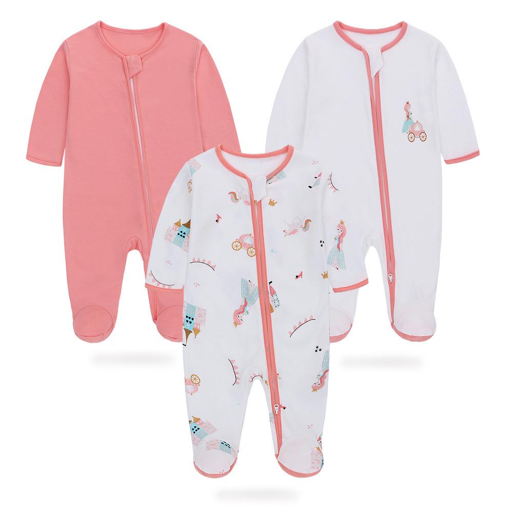 Детский комбинезон из 3 предметов, весенне-осенний комбинезон с длинными рукавами и облегающими ножками, детский комбинезон на молнии, нескользящая одежда для новорожденных