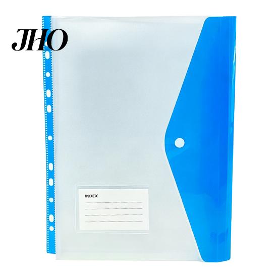 11 Hole Punched File Sleeves Binder Pockets for A4 Binders, Plastic Expanding Folders Project Organizer with Snap Closure & Transparent Label