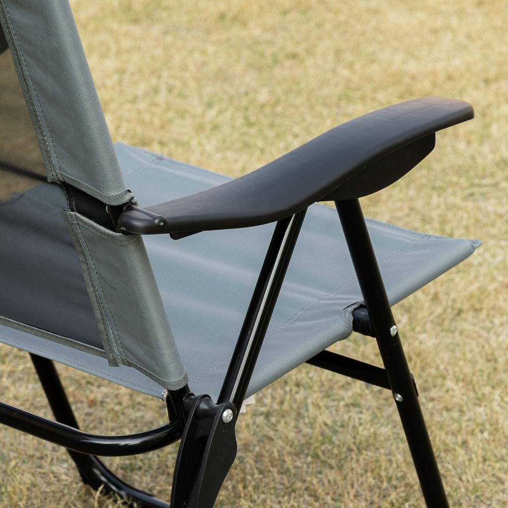 Folding Garden Chairs Set Of 2 Portable Outdoor Patio Recliner Camping Chair With Adjustable Backrest Grey