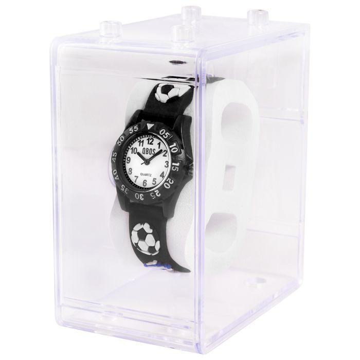 Montre - QBOS - QBOS - Boîtier 28 mm - Bracelet silicone noir - Thème football
