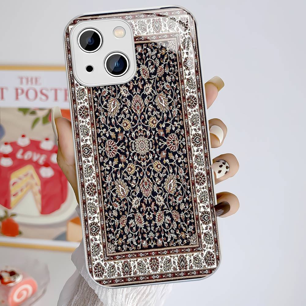 Персидский ковер Цветочный узор Закаленное стекло Для iPhone 14 13 12 11 Pro Mini XS MAX 14Plus X XS XR Чехлы