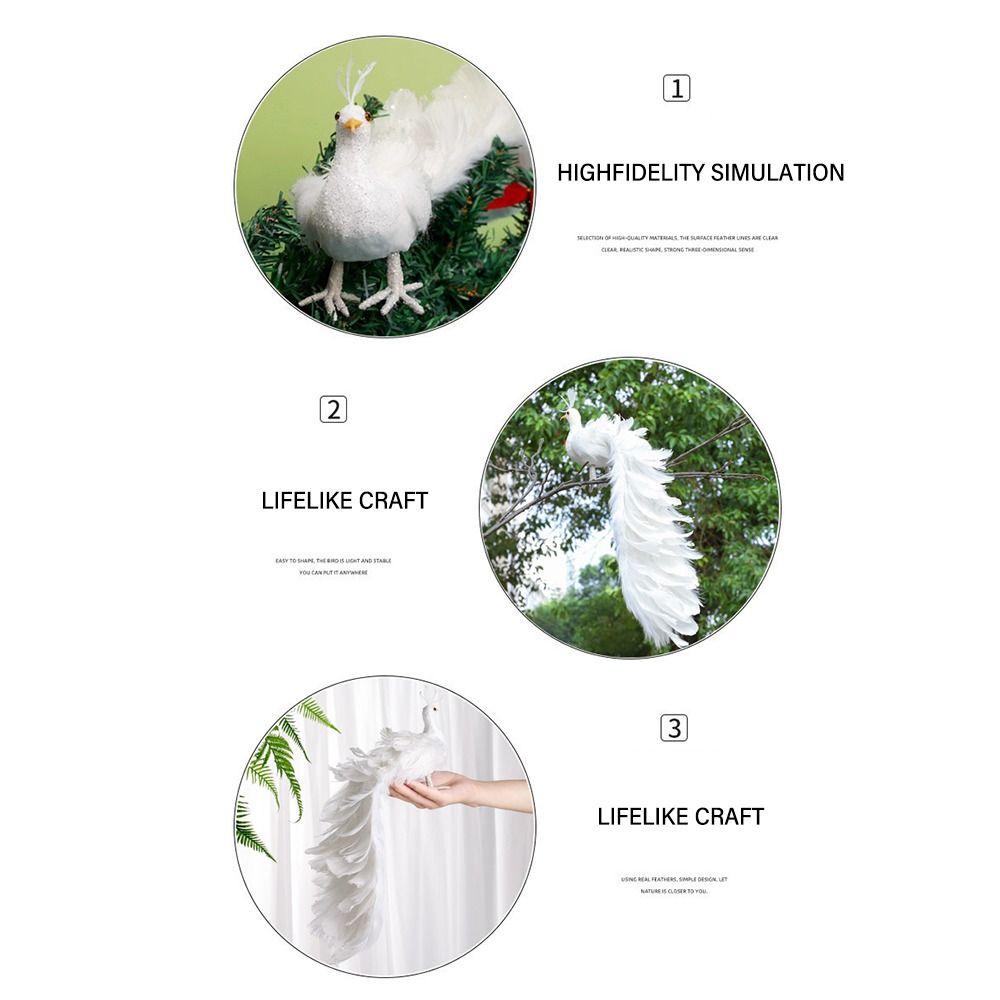 Beautiful Christmas Tree Decoration White Real  Feather Pendant Gift Simulation White Peacock