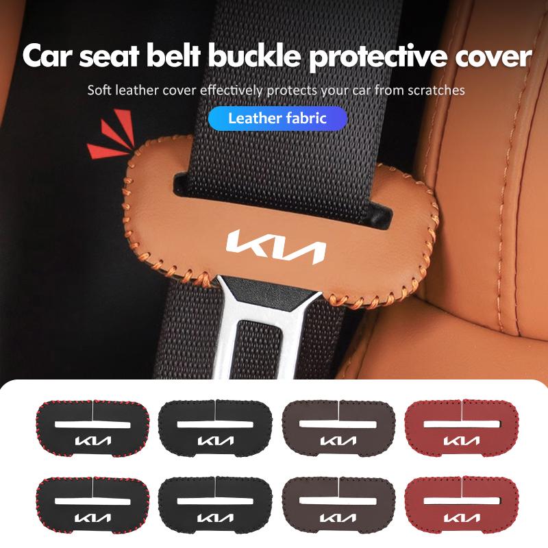 cnwhjg1 Leather Car Seat Belt Buckle Cover Anti-Scratch Protector Clip For KIA Rio K5 K2 Sportage Ceed Sorento Picanto Stinger Soul