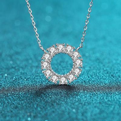 Новое ожерелье из муассанита, твердое серебро 925 пробы с бриллиантами, кулон в виде круга, ожерелье для женщин и мужчин, обещание, свадебный подарок, ювелирные изделия