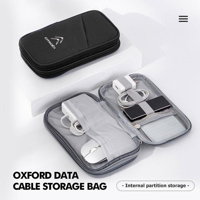 AKP4 Travel Data Cable Organizer Pouch Carry Case Portable Storage Bag For Citroen Jumper Celysee Cactus Picasso Aircross Saxo Grand