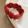 Acrylic Marbled Round Spliced Bracelet - Elegant Chinese-Style Fashion Bangle for Women