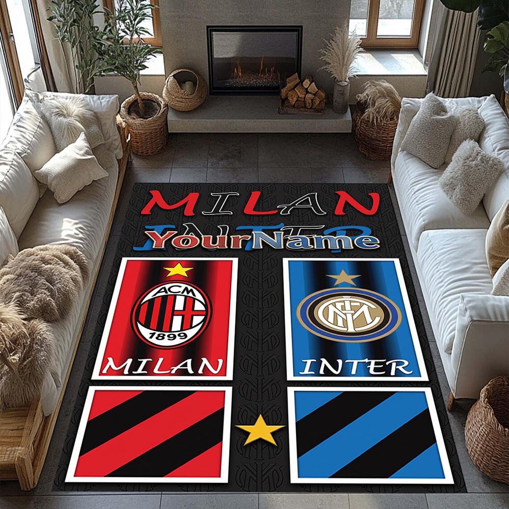 Inter Milan Personalized Text Floor Rug Office Rug Suitable for Living Rooms Study room Balcony Decorate room Antislip Carpet Anime Office Decor