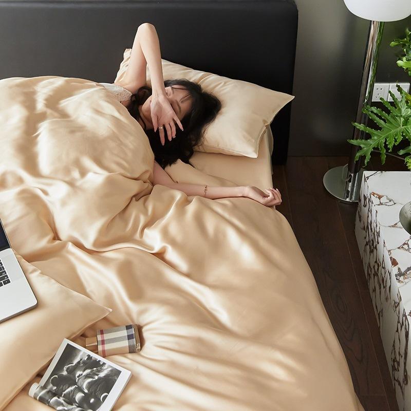 LF grade 100 Austrian Lenzing Tencel summer bed four-piece set ice silk summer cool quilt cover bed hat bed sheet silk 1