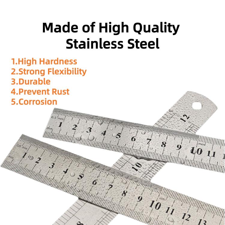 Двусторонняя утолщенная линейка из нержавеющей стали (15-50 см / 6-20 дюймов) для рукоделия и черчения