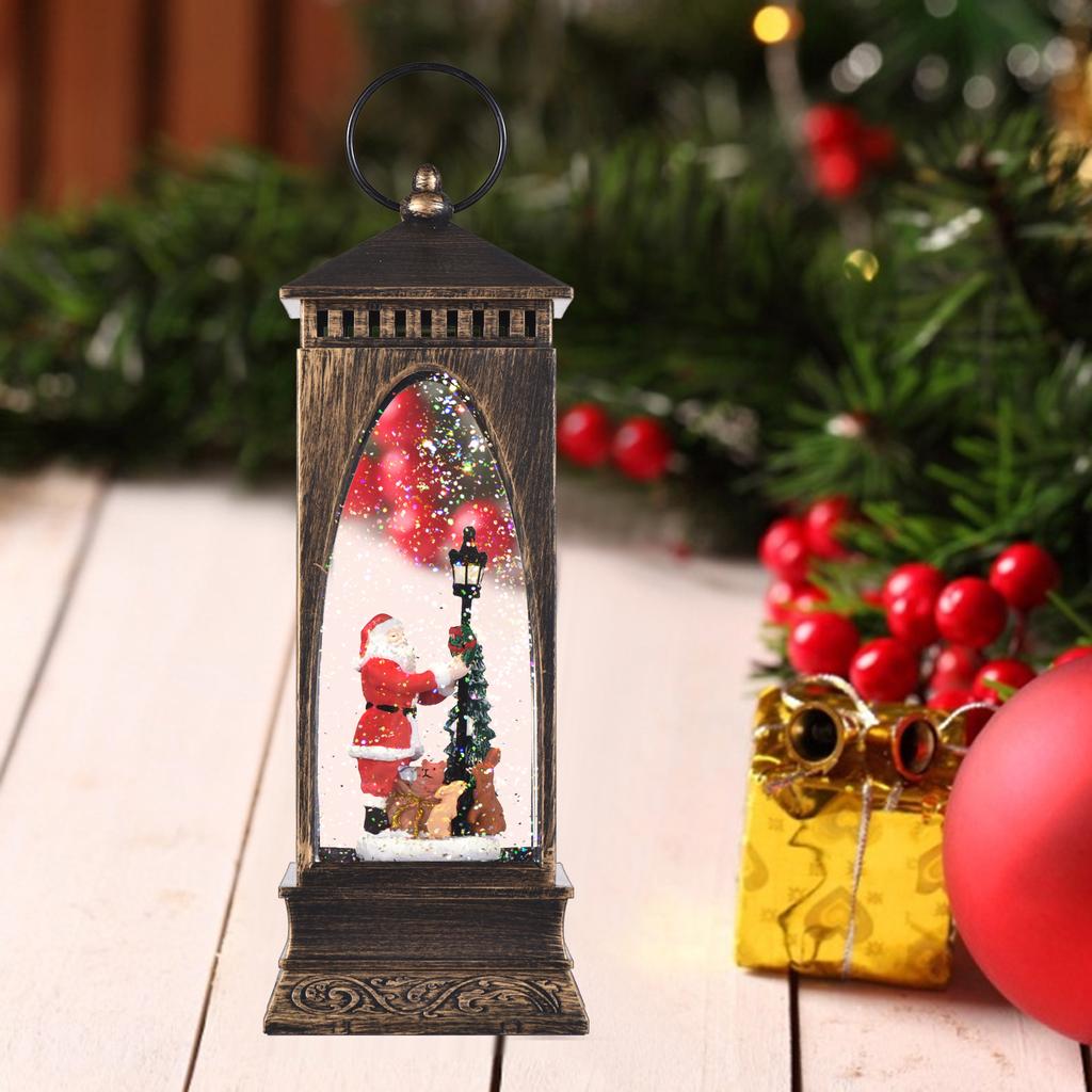 Снежный шар-фонарь с музыкой Рождественский снег Крутящаяся вода Блестящий светодиодный свет Санта-Клауса с